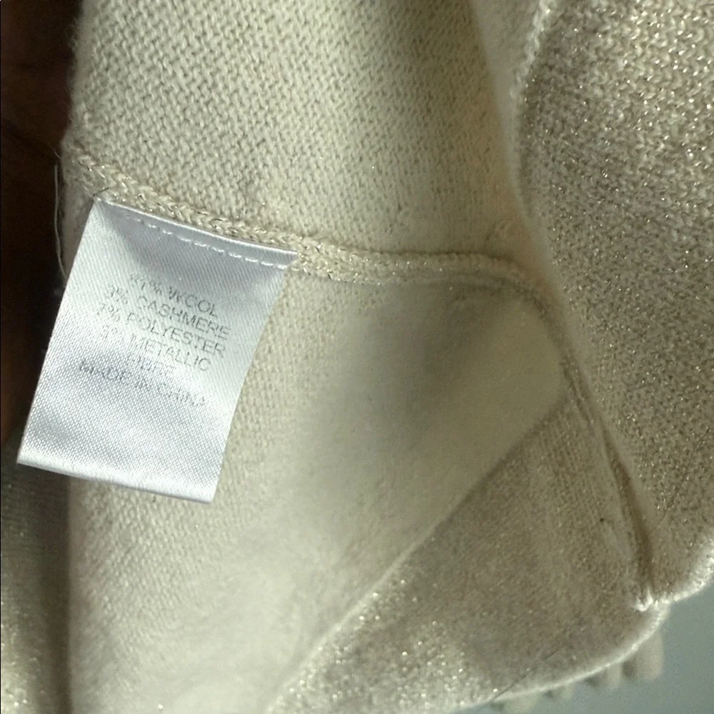 Tuckernuck Ivory Shimmer Edie Ruffle Sweater Large